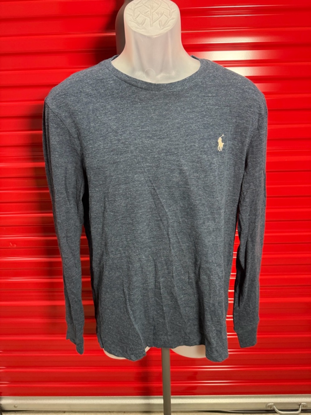 Polo by Ralph Lauren Men's Long-Sleeve Crewneck Tee in Heather Blue